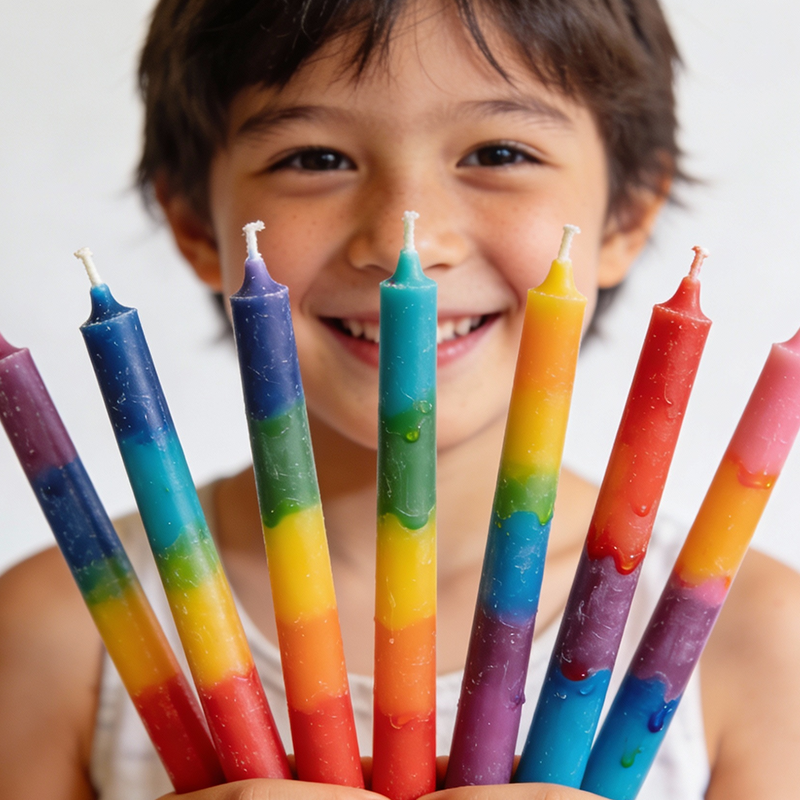 Zelfgemaakte kaarsen kinderfeestje